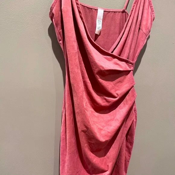 New Pink Suede Dress Mini Sleeveless Date Night Cocktail Spring Summer - Picture 7 of 11